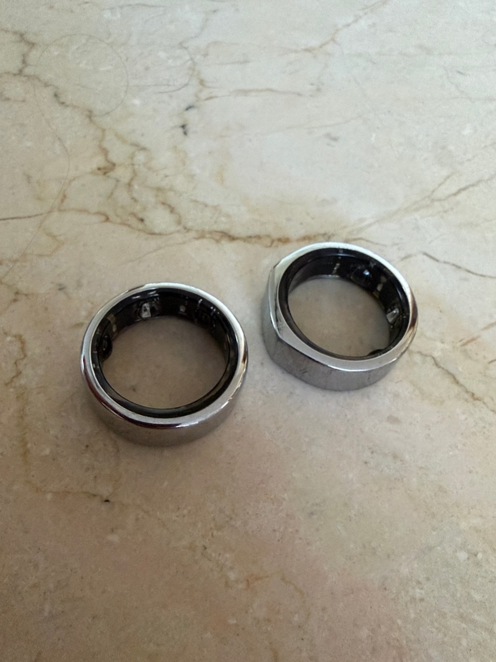 Gender Neutral Stainless Steel Spinner Rings - Oura Silver Bundle of 2